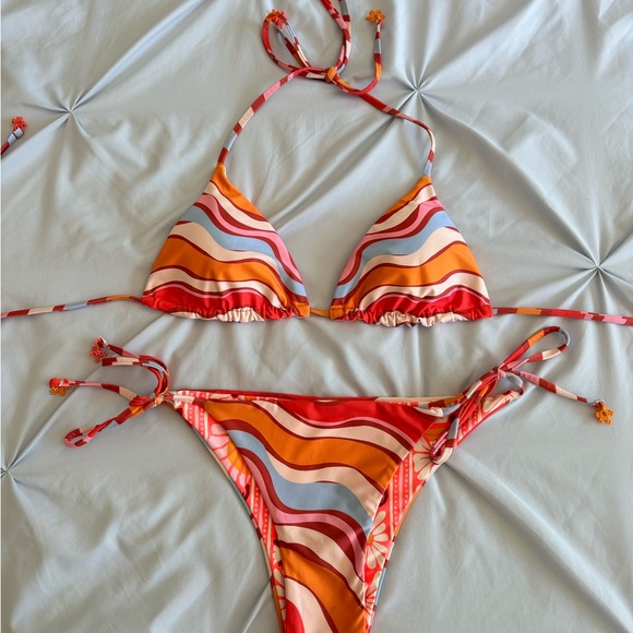 Colorful Striped Bikini Set. Reversible! - Picture 1 of 4